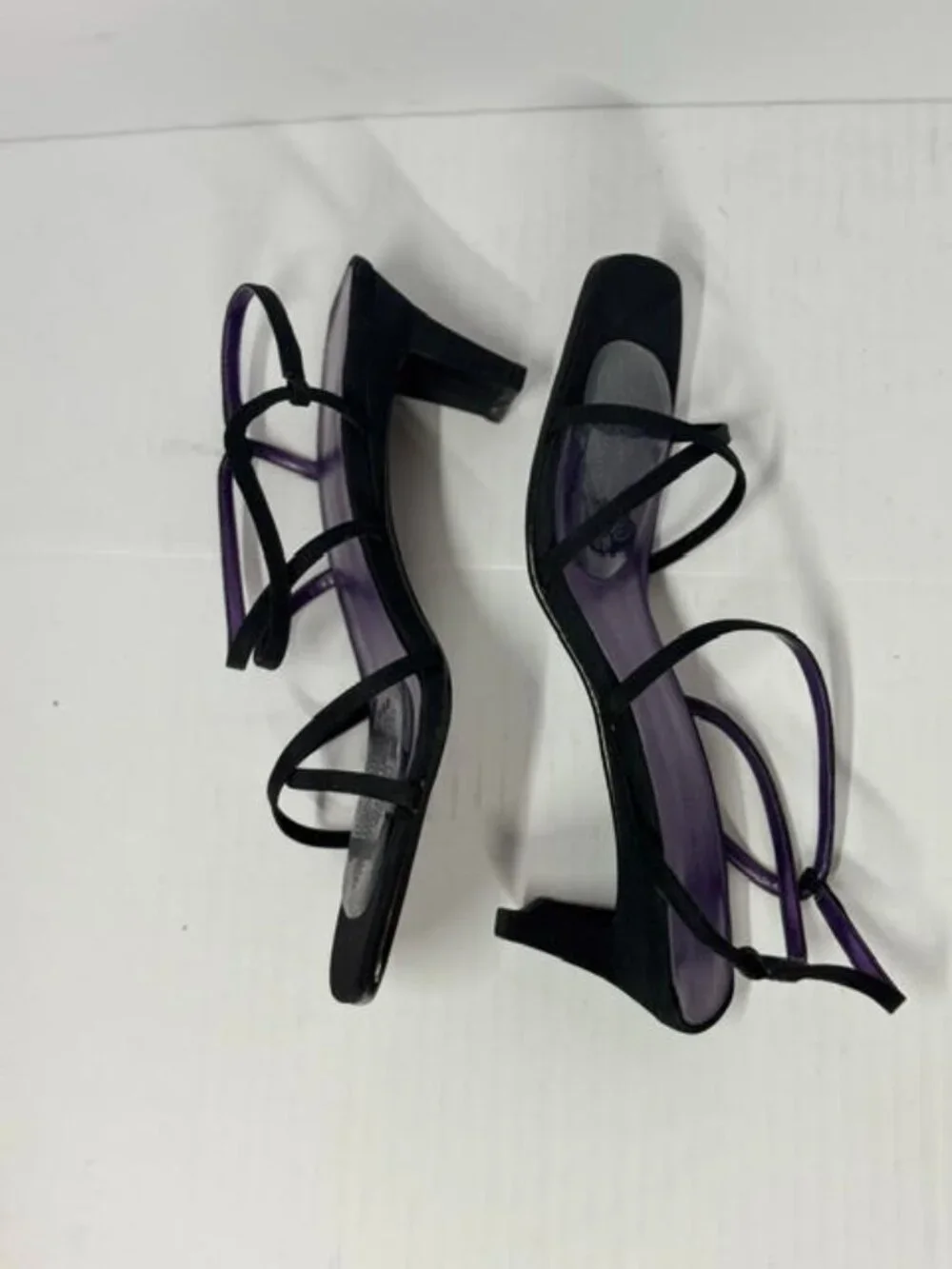 Bandolino Black Strappy Kitten Heel Sandals Square Toe Size 8 Dress Shoes